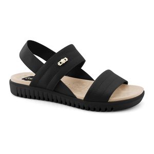Sandália Papete Couro Preta Comfortflex  2345403-1
