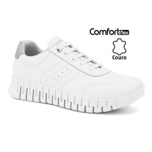 Tênis Branco Feminino em Couro Comfortflex 2484303-9