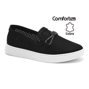 Tênis Preto Feminino Slip On Comfortflex 2465303-1