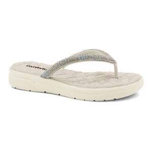 Chinelo Bege com Strass Comfortflex 2442331-2