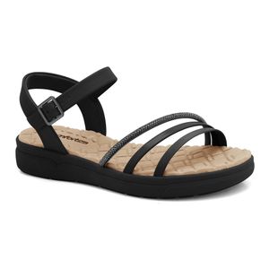 Sandália Feminina Tiras Preto/Grafite Comfortflex 2442402-2
