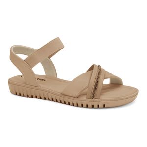 Sandália Feminina com Brilho Ouro Caqui Comfortflex 2443402-4