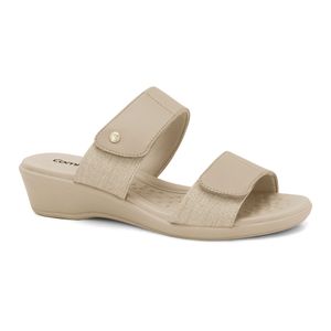 Tamanco Anabela Velcro Almond Comfortflex 2472402-1