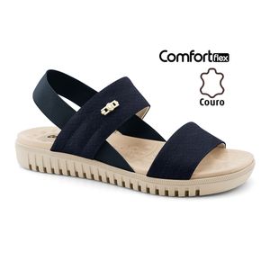 Sandália Papete Em Couro com Elástico Indigo Comfortflex 2345403-10