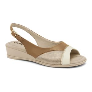 Sandália Peep Toe Anabela Almond/Coconut Comfortflex 2470405-1