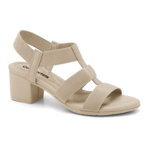Sandália Salto Bloco Almond Comfortflex 2457403-6