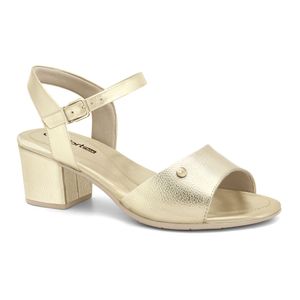 Sandália Feminina Salto Bloco Almond Comfortflex 2450403-6
