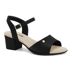 Sandália Salto Bloco Preta Comfortflex 2450403-5