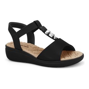 Sandália Anabela Preta Comfortflex 2586302-2