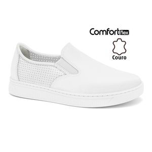 Slip On Couro Branco ComfortFlex 2565301-2