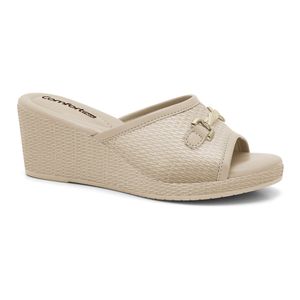 Tamanco Anabela Almond Comfortflex 2473401-5