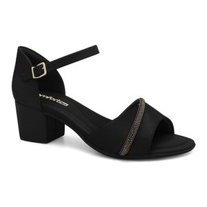 Sandália Salto Médio Preta Comfortflex 2557304-2
