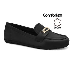 Mocassim Couro Preto Comfortflex 2561331-5