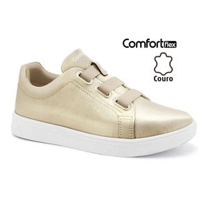 Tênis Couro Dourado Comfortflex 2465308-23