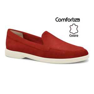 Mocassim Couro Vermelho Comfortflex 2560301-8