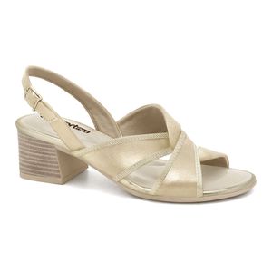 Sandália Salto Bloco Dourada Comfortflex 2556404-5