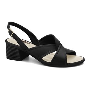 Sandália Salto Bloco Preta Comfortflex 2556404-6