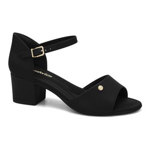 Sandália Salto Bloco Preta Comfortflex 2557405-2
