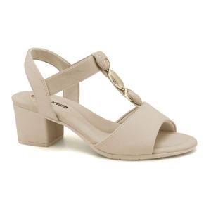 Sandália Salto Bloco Almond Comfortflex 2557403-2