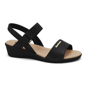 Sandália Anabela Preta Comfortflex 2572403-3