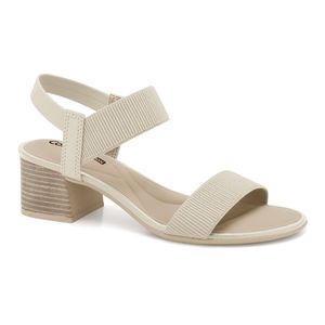 Sandália Salto Bloco Creme Comfortflex 2456401-18