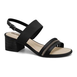 Sandália Salto Bloco Preta Comfortflex 2556403-5