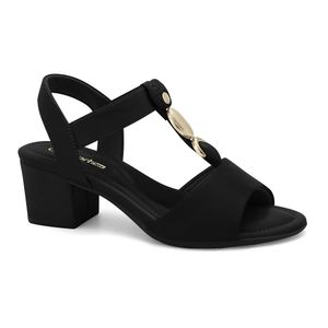 Sandália Salto Bloco Preta Comfortflex 2557403-6