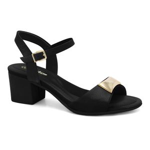 Sandália Salto Bloco Preta Comfortflex 2557402-7