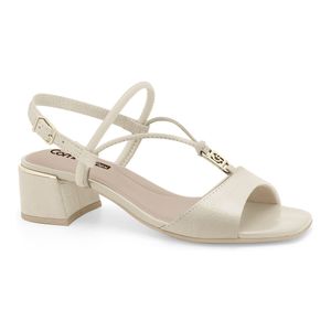 Sandália Salto Médio Creme Comfortflex 2554403-5