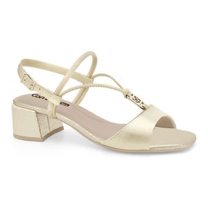 Sandália Salto Médio Dourada Comfortflex 2554403-6
