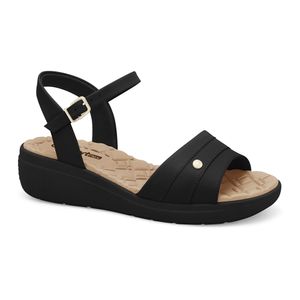 Sandália Anabela Preta Comfortflex 2586403-7