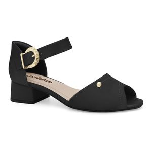 Sandália Salto Baixo Preta Comfortflex 2564431-2