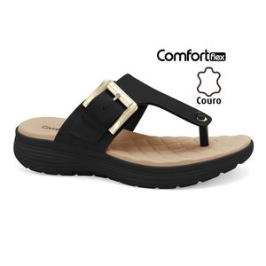 Chinelo Couro Preto Comfortflex 2543401-3