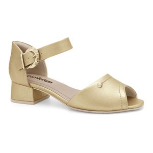 Sandália Salto Baixo Dourada Comfortflex 2564431-1
