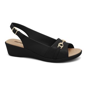Sandália Anabela Preta Comfortflex 2572404-3
