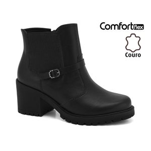 Bota Couro Preta Comfortflex 2477305-1