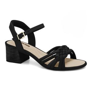 Sandália Salto Bloco Preta Comfortflex 2456405-6