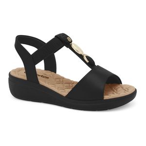 Sandália Anabela Preta Comfortflex 2586404-1
