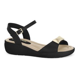 Sandália Anabela Preta Comfortflex 2587403-3