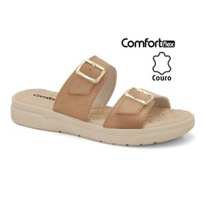 Slide Couro Avelã Comfortflex 2444322-7
