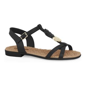 Sandália Rasteira Preta Comfortflex 2541405-2
