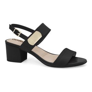 Sandália Salto Bloco Preta Comfortflex 2562402-2