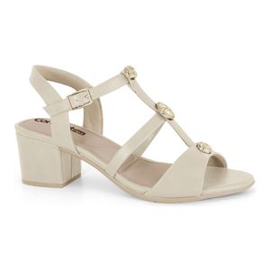 Sandália Salto Bloco Creme Comfortflex 2562403-3