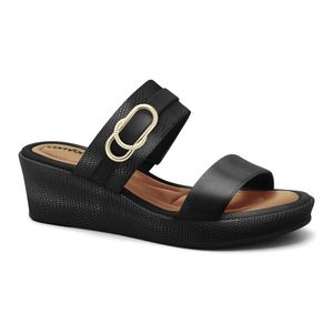 Tamanco Anabela Preto Comfortflex 2653301-3