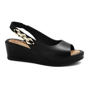 Sandália Anabela Preta Comfortflex 2653303-3